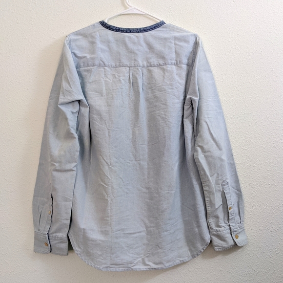 J Crew Chambray Pop Over Top - Picture 3 of 5